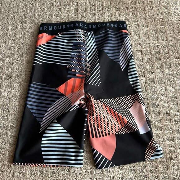 Under Armour Womens Small S Compression Spandex Bike Shorts Long Geometric Gym - Picture 7 of 7